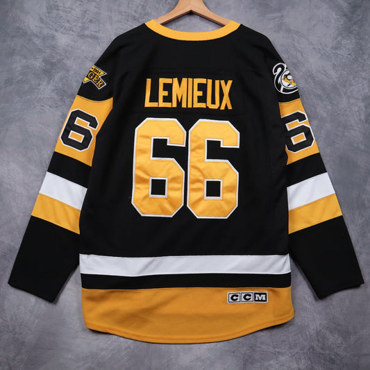 1992 Black Pittsburgh Penguins Lemieux Stanley Cup CCM Jersey 4830
