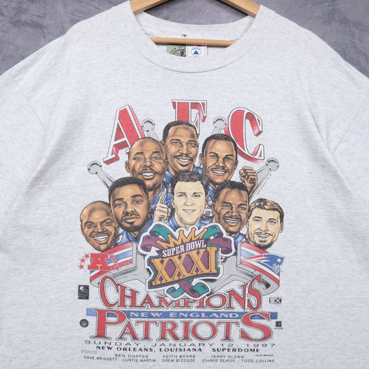 1997 Grey New England Patriots AFC Champions Super Bowl XXXI Shirt 6702