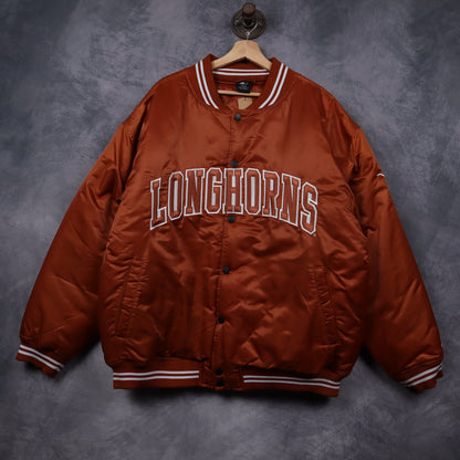 00s Burnt Orange Texas Longhorns Starter Satin Varsity Jacket 5912