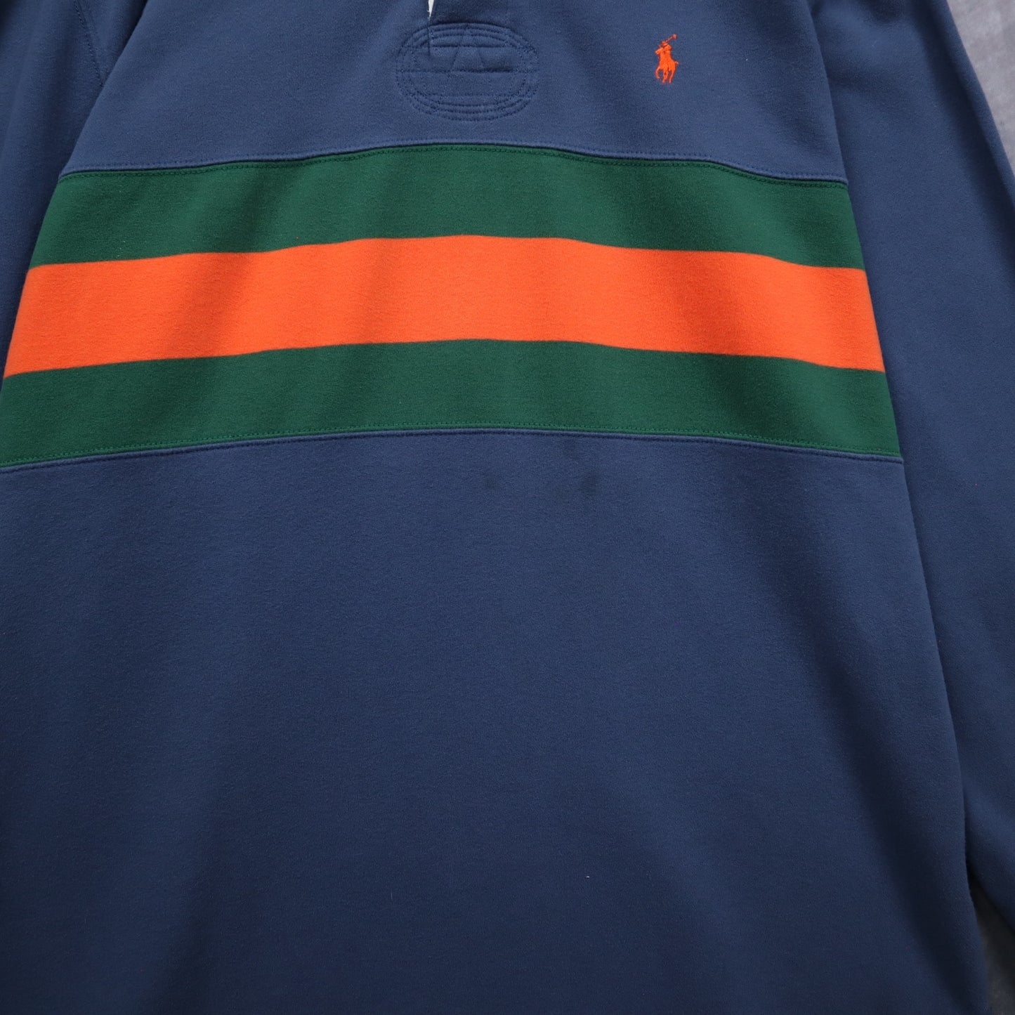 90s Navy Polo Ralph Lauren Striped Rugby Shirt 4717