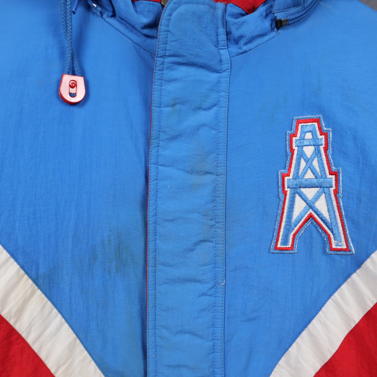 90s Blue Houston Oilers Apex One Hooded Jacket 6514
