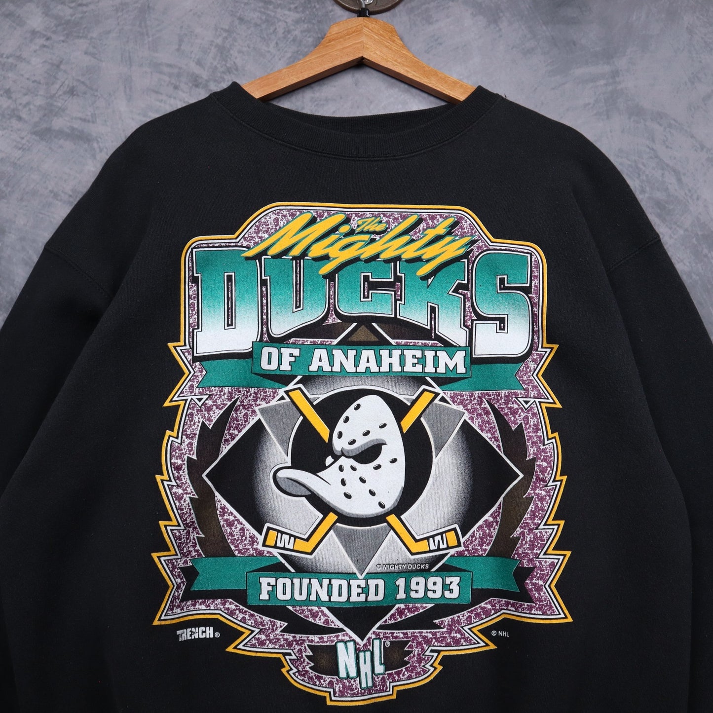 1993 Black Mighty Ducks Of Anaheim NHL Crewneck Sweatshirt 5104