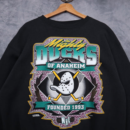 1993 Black Mighty Ducks Of Anaheim NHL Crewneck Sweatshirt 5104