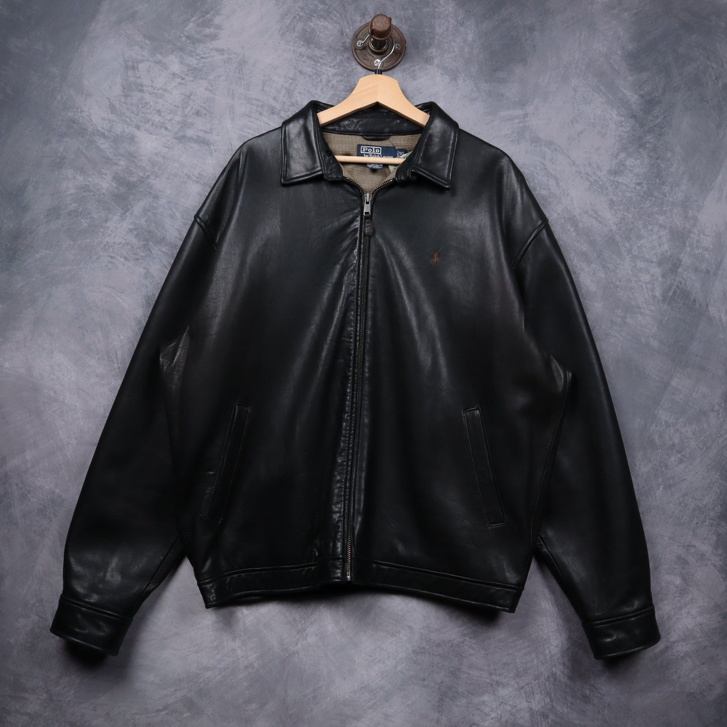 90s Black Polo Ralph Lauren Leather Jacket 5487