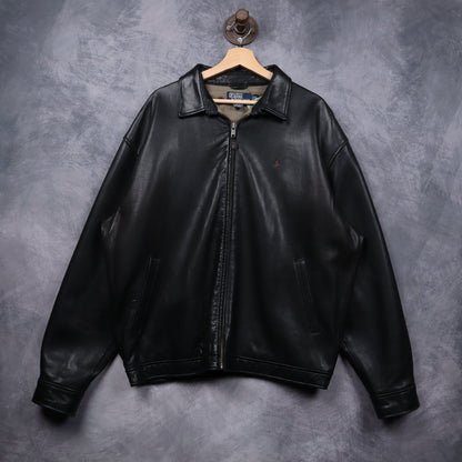 90s Black Polo Ralph Lauren Leather Jacket 5487