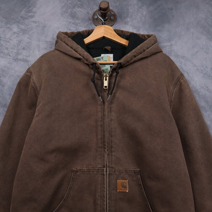 90s Mocha Brown Carhartt Hooded Active Jacket 4803