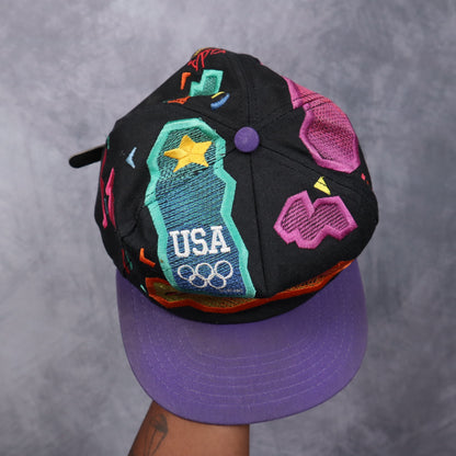 1996 Black Iron Kids Bread USA Olympics Snapback Hat 5616