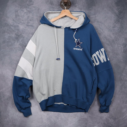 90s Blue and Grey Dallas Cowboys Starter Split Hoodie 6587