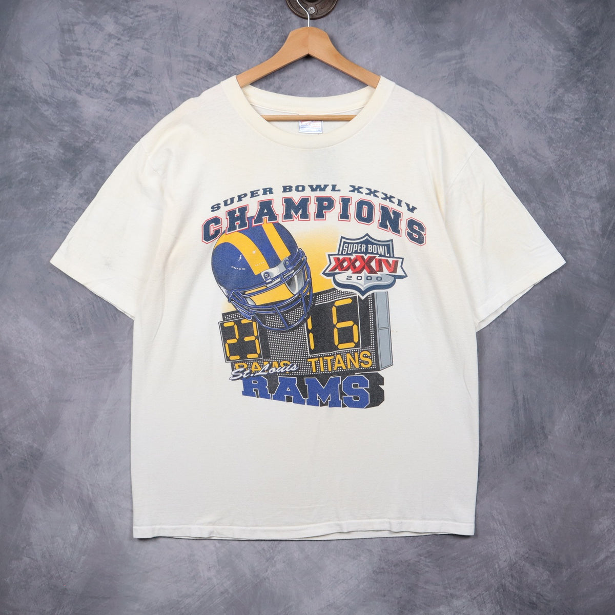 2000 Cream St. Louis Rams Super Bowl XXXIV Champions Shirt 6681