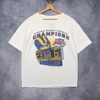 2000 Cream St. Louis Rams Super Bowl XXXIV Champions Shirt 6681