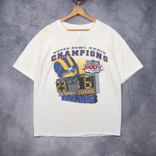 2000 Cream St. Louis Rams Super Bowl XXXIV Champions Shirt 6681