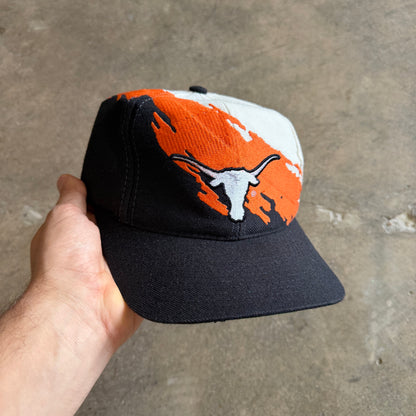 90s Black Texas Longhorns Logo Athletic Splash Snapback Hat 5772