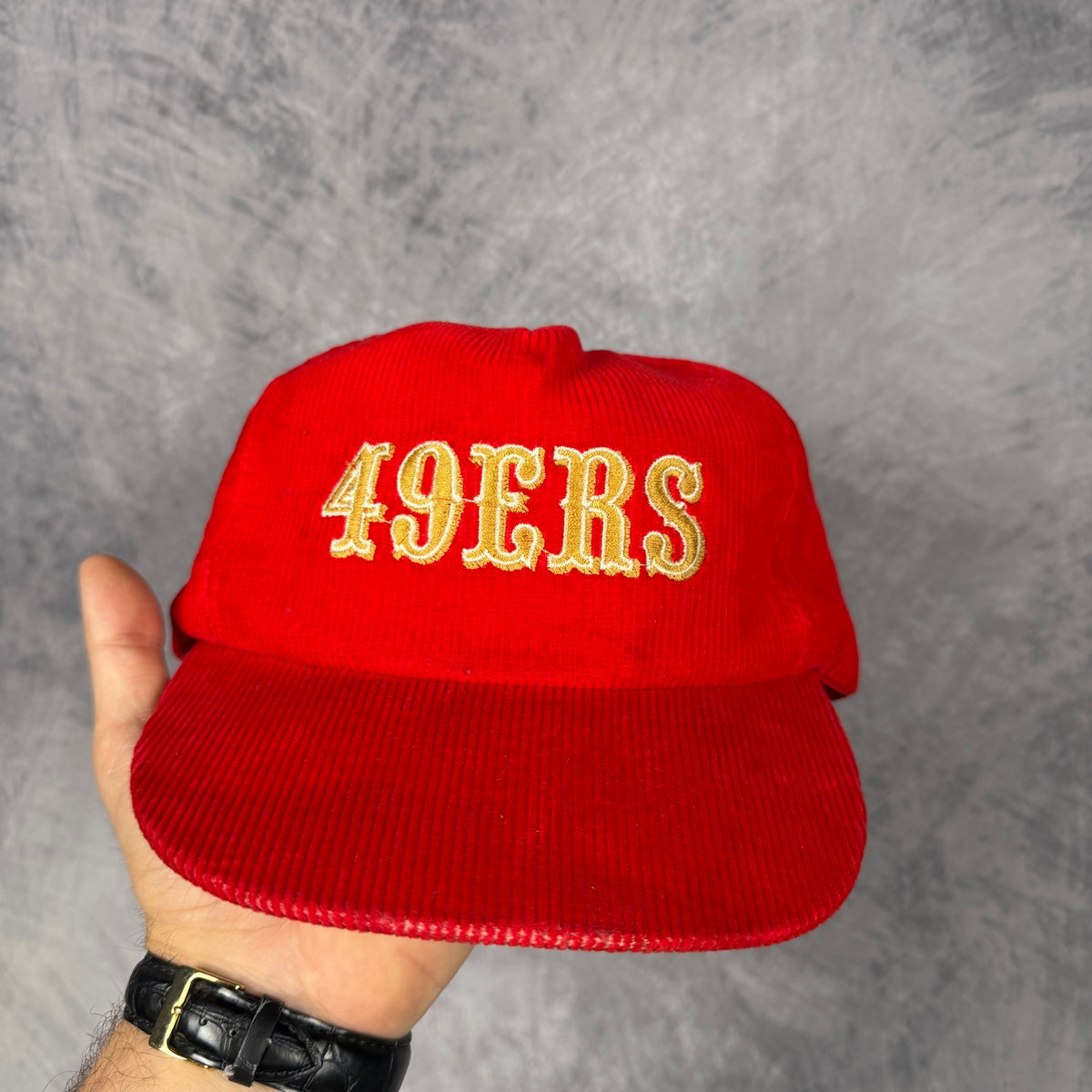 90s Red San Francisco 49ers Corduroy Snapback Hat 6812