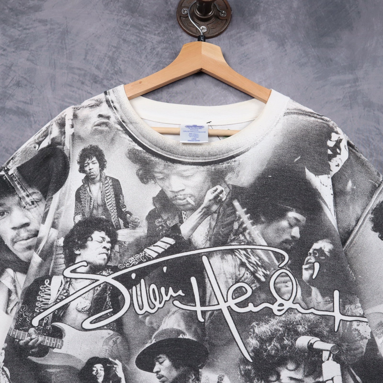 90s White Jimi Hendrix All Over Print Shirt 5160