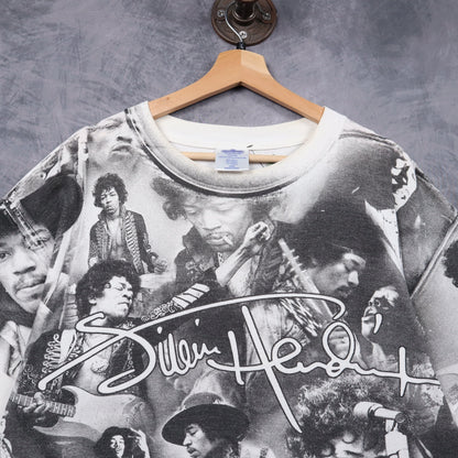 90s White Jimi Hendrix All Over Print Shirt 5160