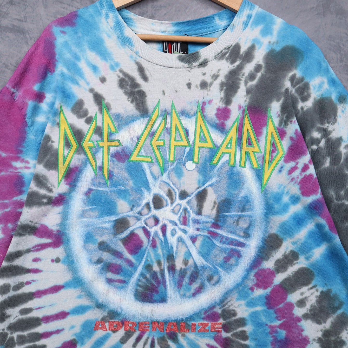90s Blue Tie Dye Def Leppard Adrenalize Shirt 4934