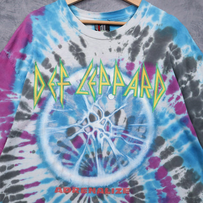90s Blue Tie Dye Def Leppard Adrenalize Shirt 4934