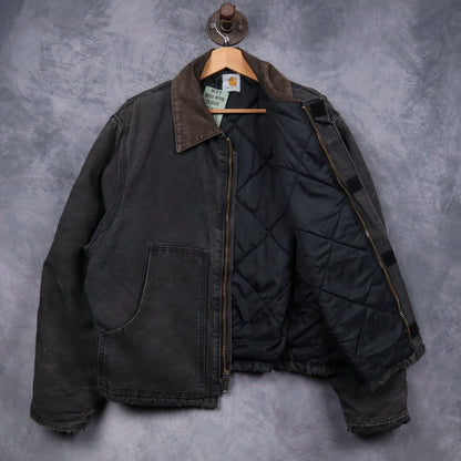 90s Faded Black Carhartt Cropped Arctic Work Jacket 4813