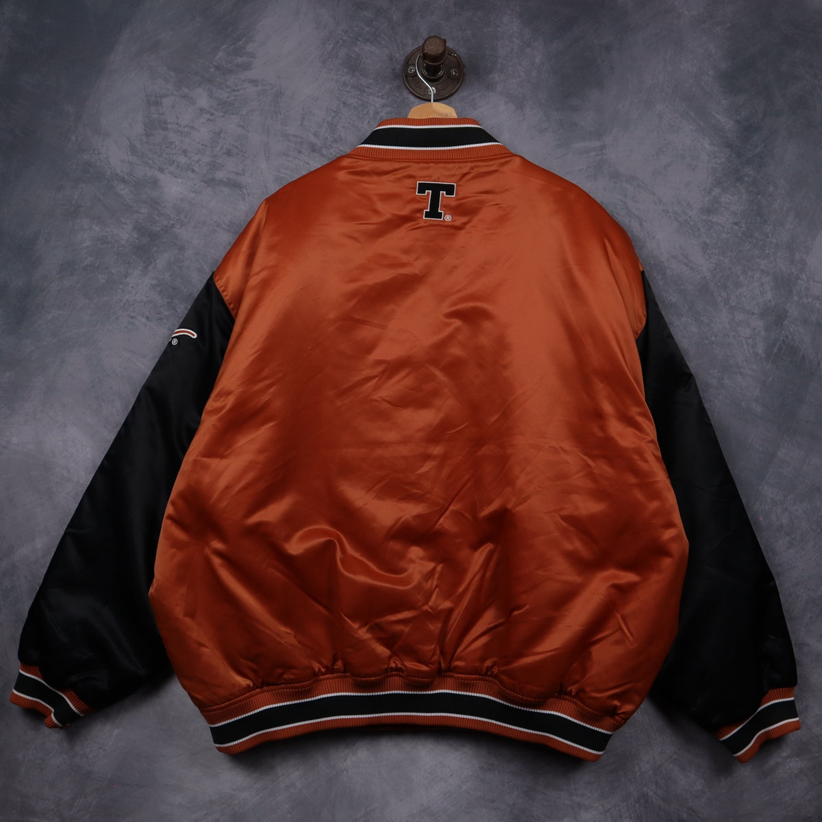 00s Burnt Orange Texas Longhorns Satin Varsity Jacket 5909