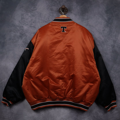00s Burnt Orange Texas Longhorns Satin Varsity Jacket 5909