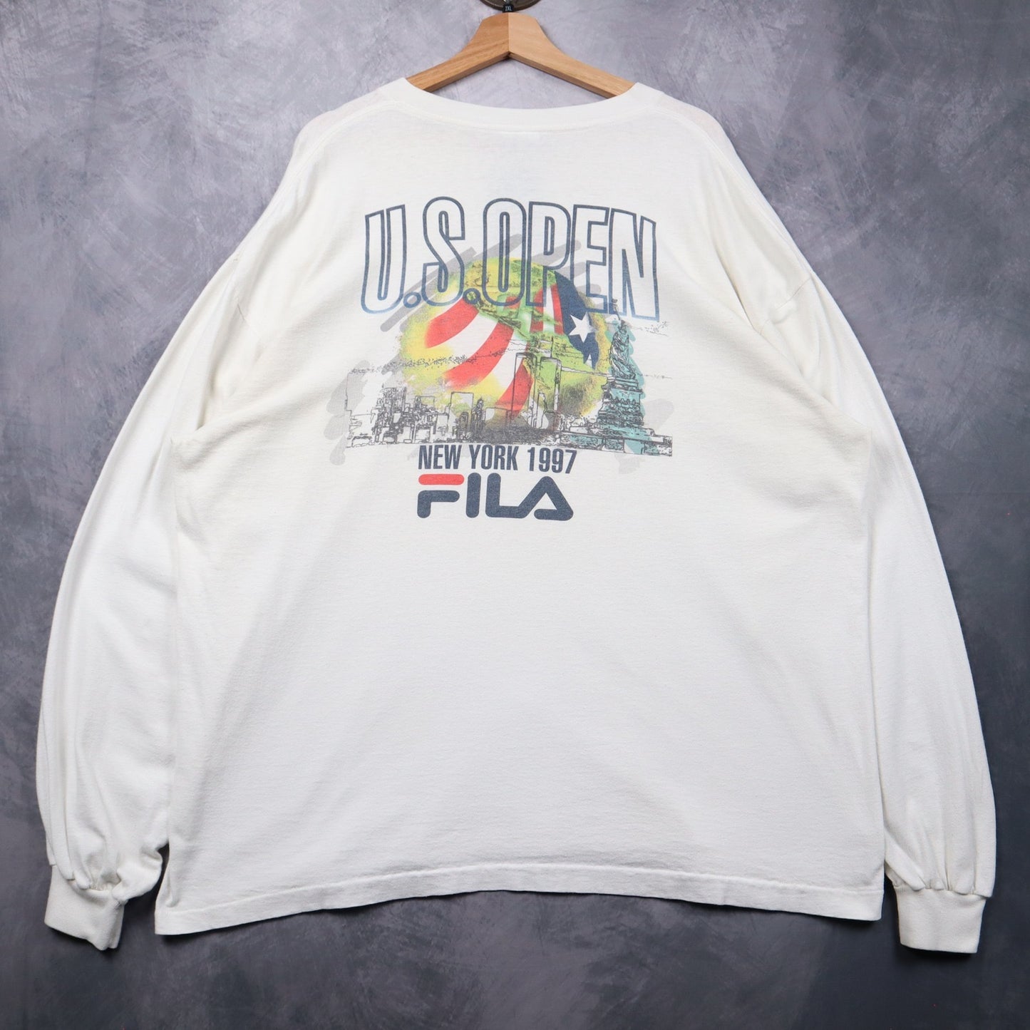 1997 White FILA US Open New York Long Sleeve Shirt 4686