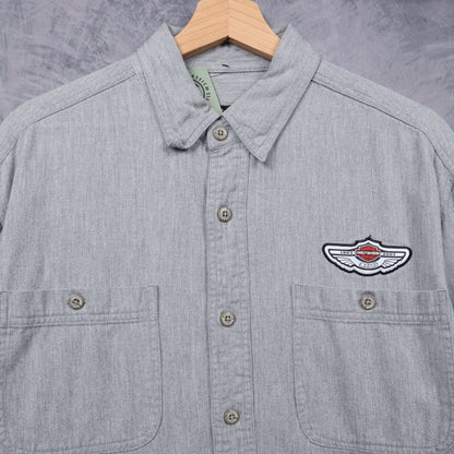 2003 Grey Harley-Davidson 100 Years Anniversary Long Sleeve Button Up Shirt 5537