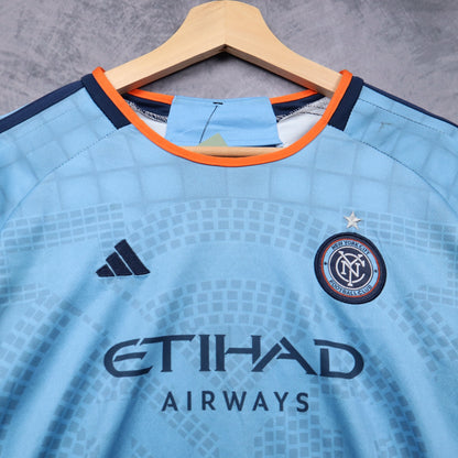 Early 2020s Light Blue New York City FC Etihad Adidas Soccer Jersey 5612