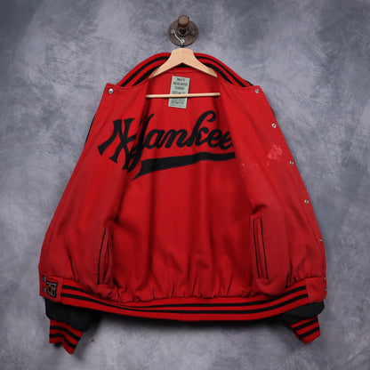 90s Black & Red New York Yankees Reversible Varsity Jacket 5096