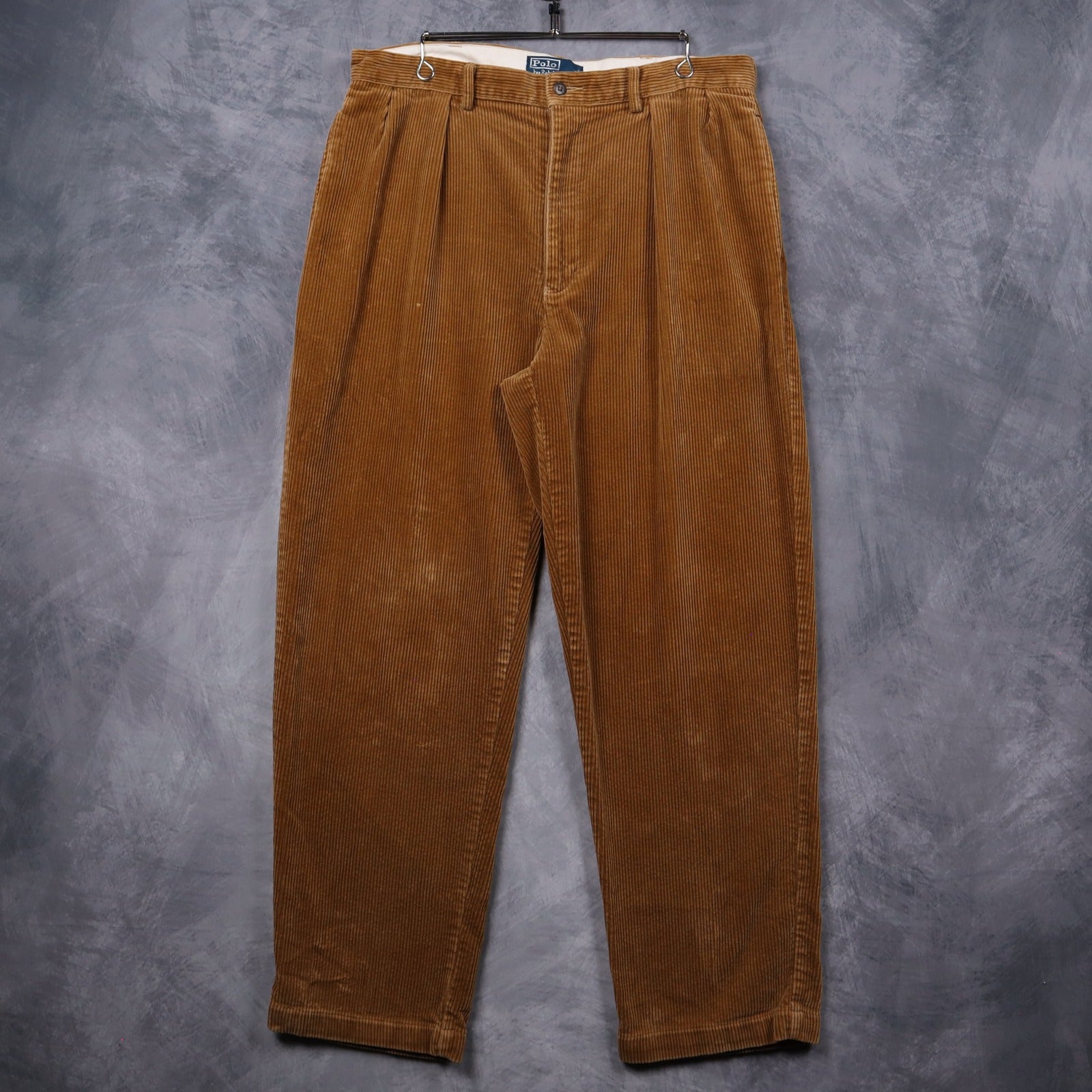 90s Tan Polo Ralph Lauren Andrew Pleated Corduroy Pants 5218