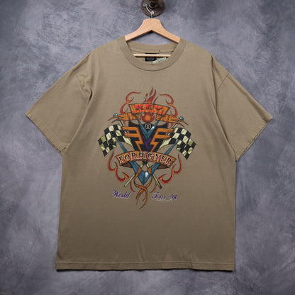 1998 Tan Foreigner Rev On The Red Line World Tour Shirt 5453