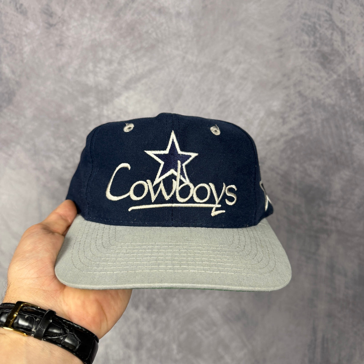 90s Navy Blue Dallas Cowboys The Game Snapback Hat 6851