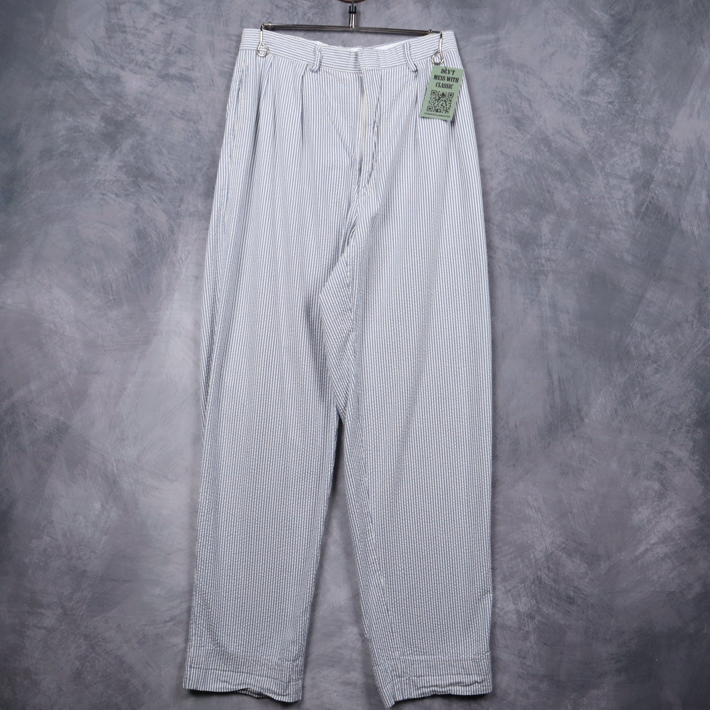 80s Blue & White Polo Ralph Lauren Seersucker Pleated Pants 5191