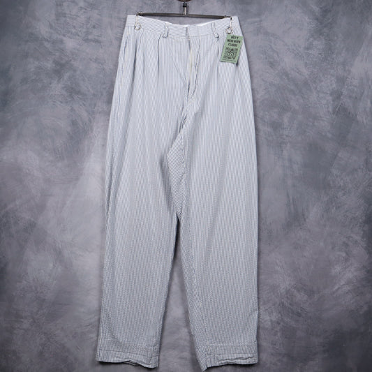80s Blue & White Polo Ralph Lauren Seersucker Pleated Pants 5191