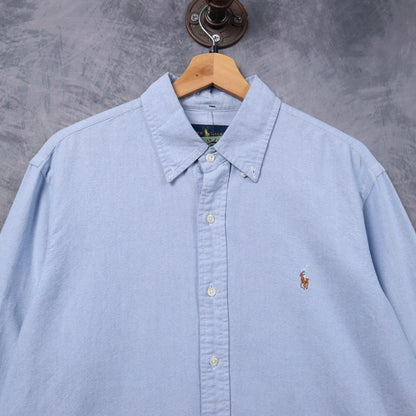 Early 2000s Light Blue Ralph Lauren Oxford Long Sleeve Button Up Shirt 5313