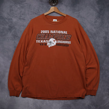 2005 Burnt Orange Texas Longhorns National Champions Long Sleeve Shirt 5856