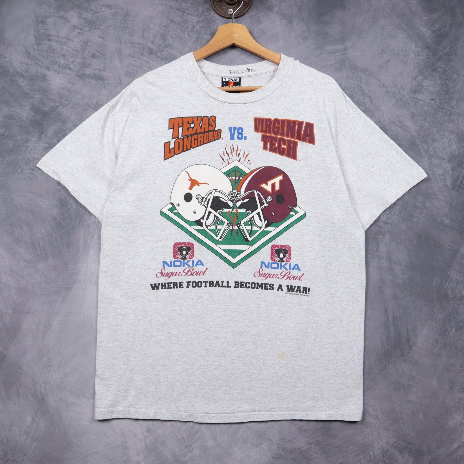 1996 Grey Nokia Sugar Bowl Texas vs Virginia Tech Shirt 5820
