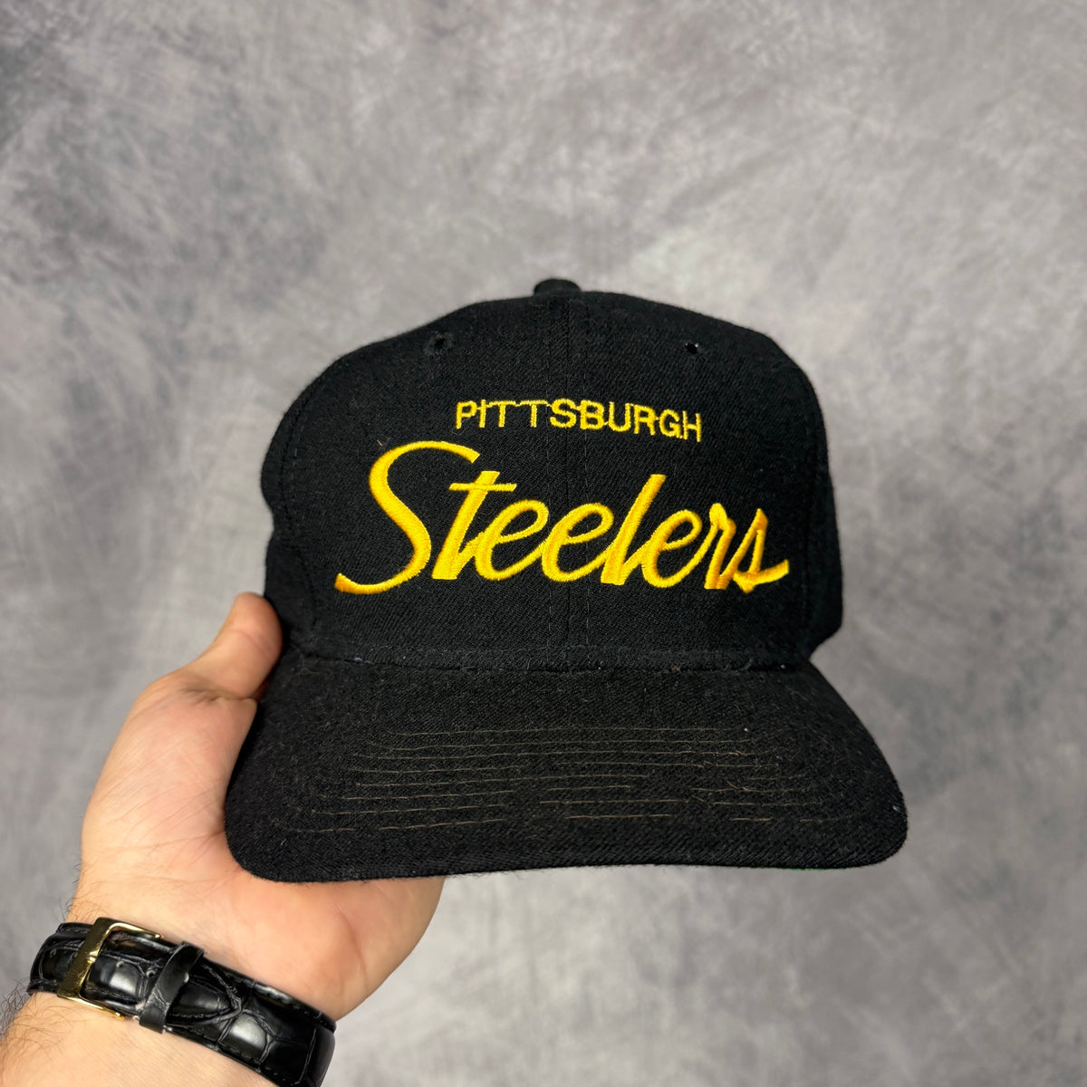 90s Black Pittsburgh Steelers Sports Specialties Snapback Hat 6876