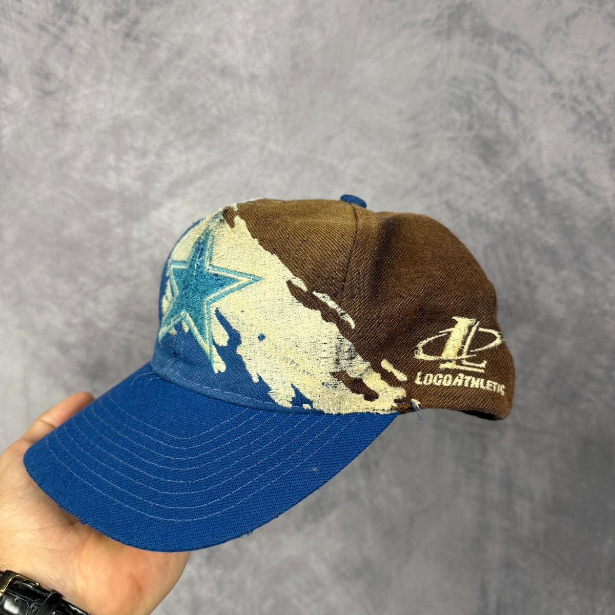 90s Blue Dallas Cowboys Logo Athletic Splash Snapback Hat 6840