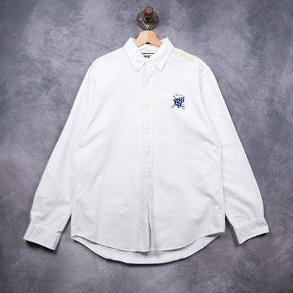 90s White Polo Ralph Lauren Crest Button Up Shirt 5545