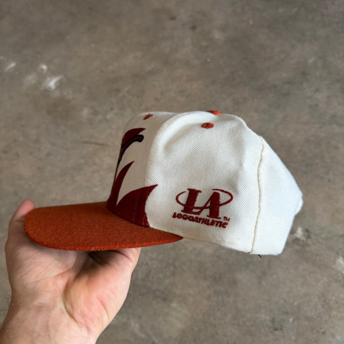 90s White Texas Longhorns Logo Athletic Sharktooth Snapback Hat 5791