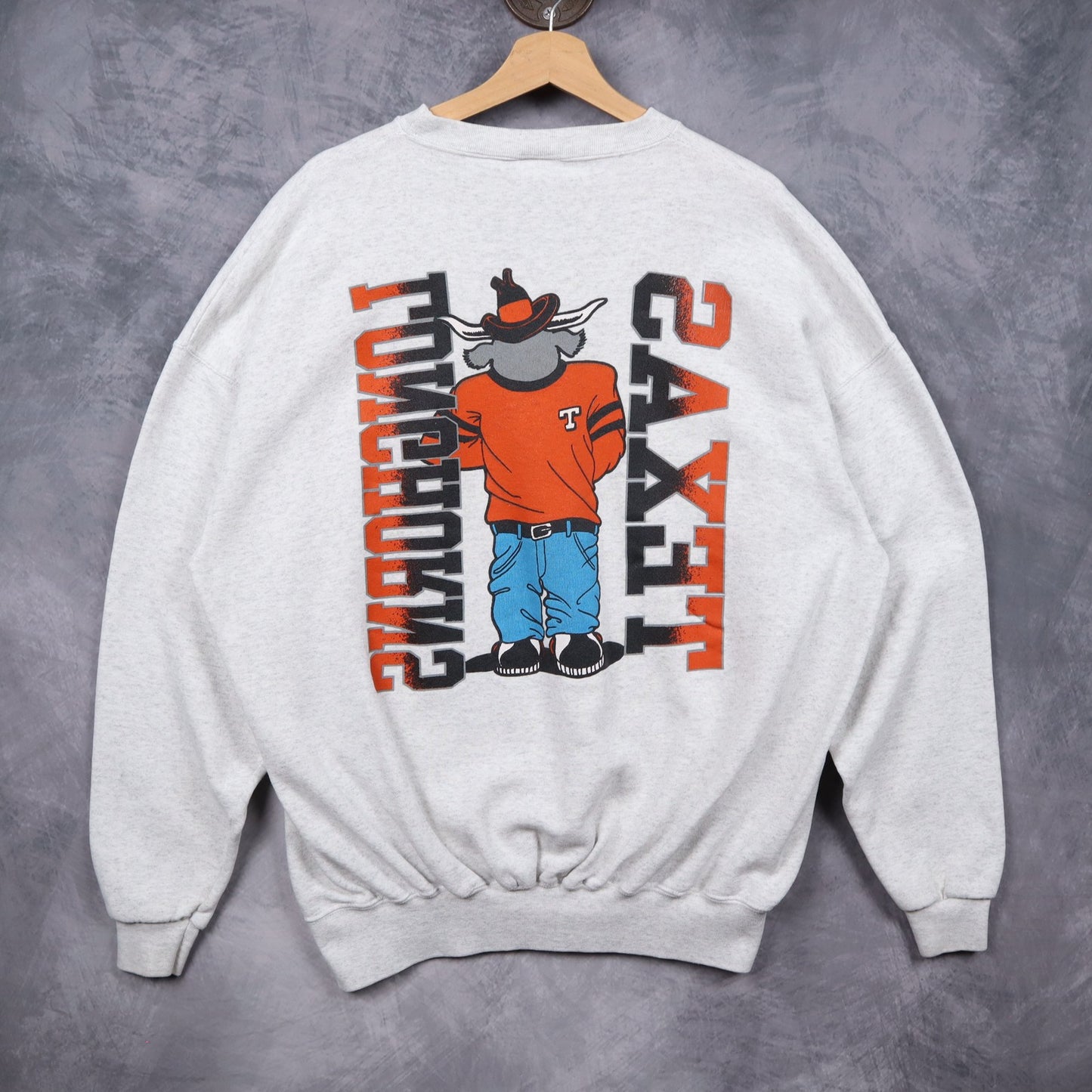 90s Grey Texas Longhorns Mascot Crewneck Sweatshirt 5720