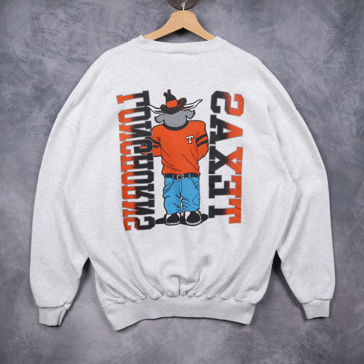 90s Grey Texas Longhorns Mascot Crewneck Sweatshirt 5720