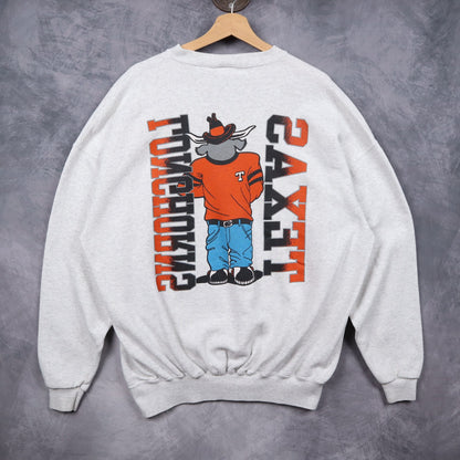 90s Grey Texas Longhorns Mascot Crewneck Sweatshirt 5720