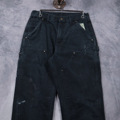 00s Faded Black Carhartt Double Knee Carpenter Work Pants 5089