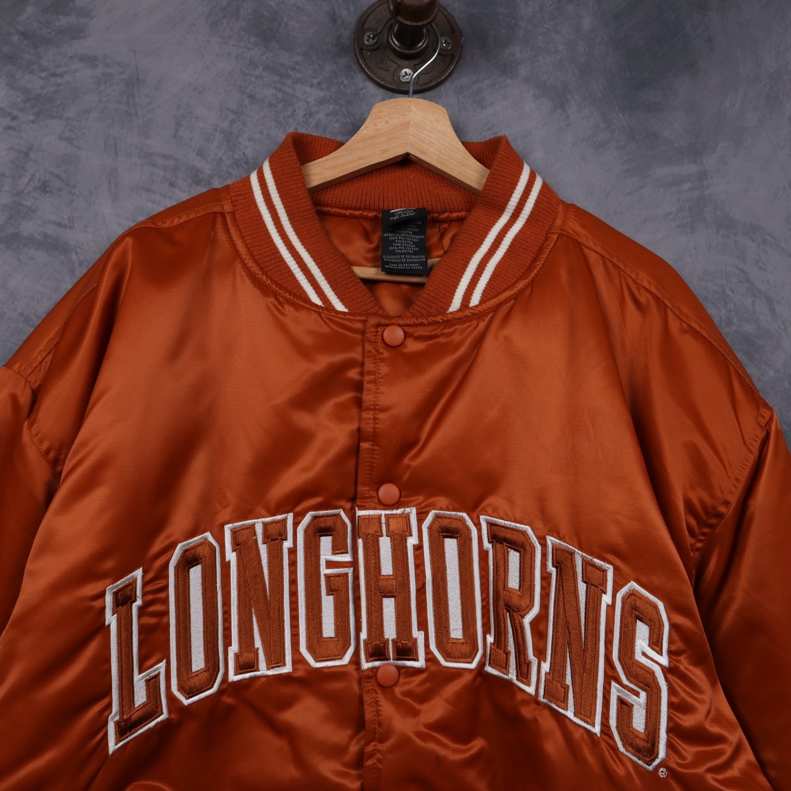 00s Burnt Orange Texas Longhorns Starter Satin Bomber Jacket 5913