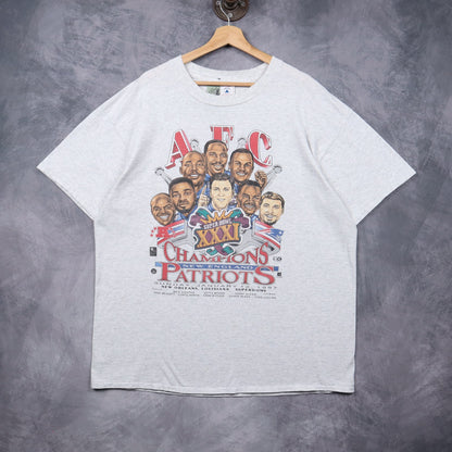 1997 Grey New England Patriots AFC Champions Super Bowl XXXI Shirt 6702