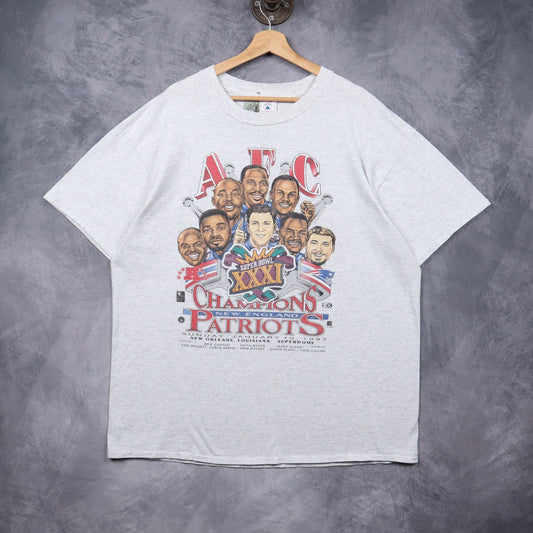 1997 Grey New England Patriots AFC Champions Super Bowl XXXI Shirt 6702