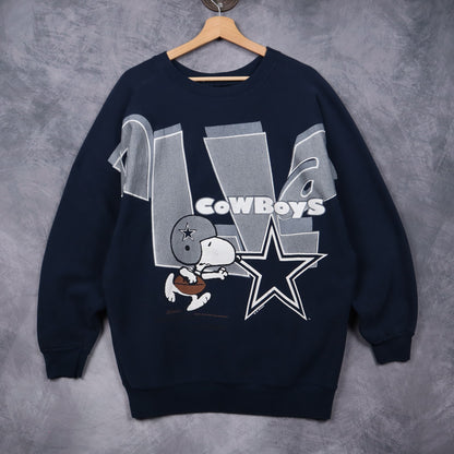 90s Navy Blue Dallas Cowboys Snoopy Crewneck Sweatshirt 6620
