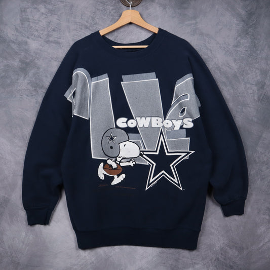 90s Navy Blue Dallas Cowboys Snoopy Crewneck Sweatshirt 6620