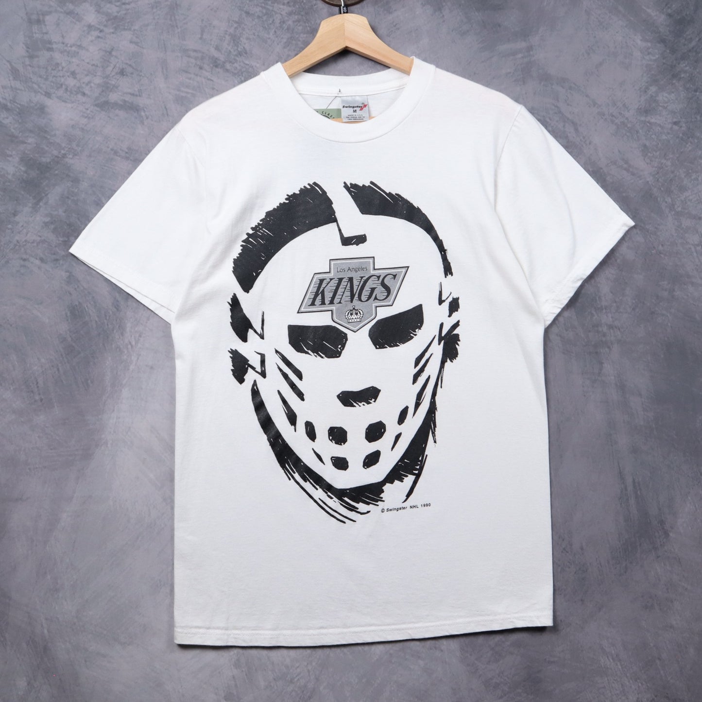 1990 White LA Kings Goalie Mask Shirt 5386